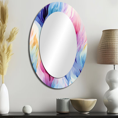 Ikat coloré coloré - Grand miroir mural ovale sur métal