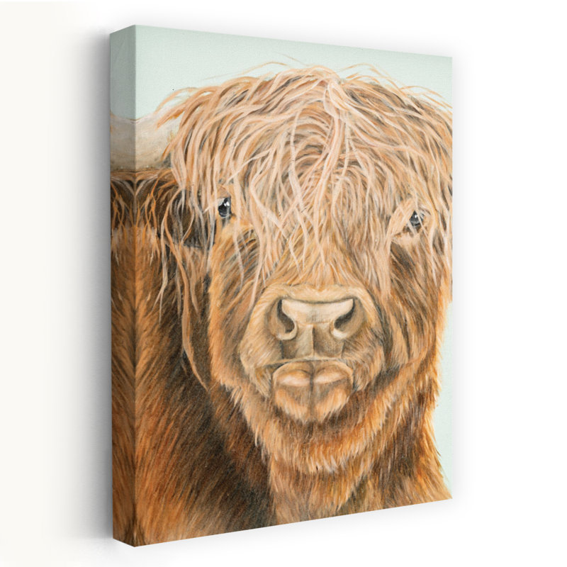 «Scottie - Contemporary Highland Cow Portrait», art de campagne rustique, H 36 po x l 24 po