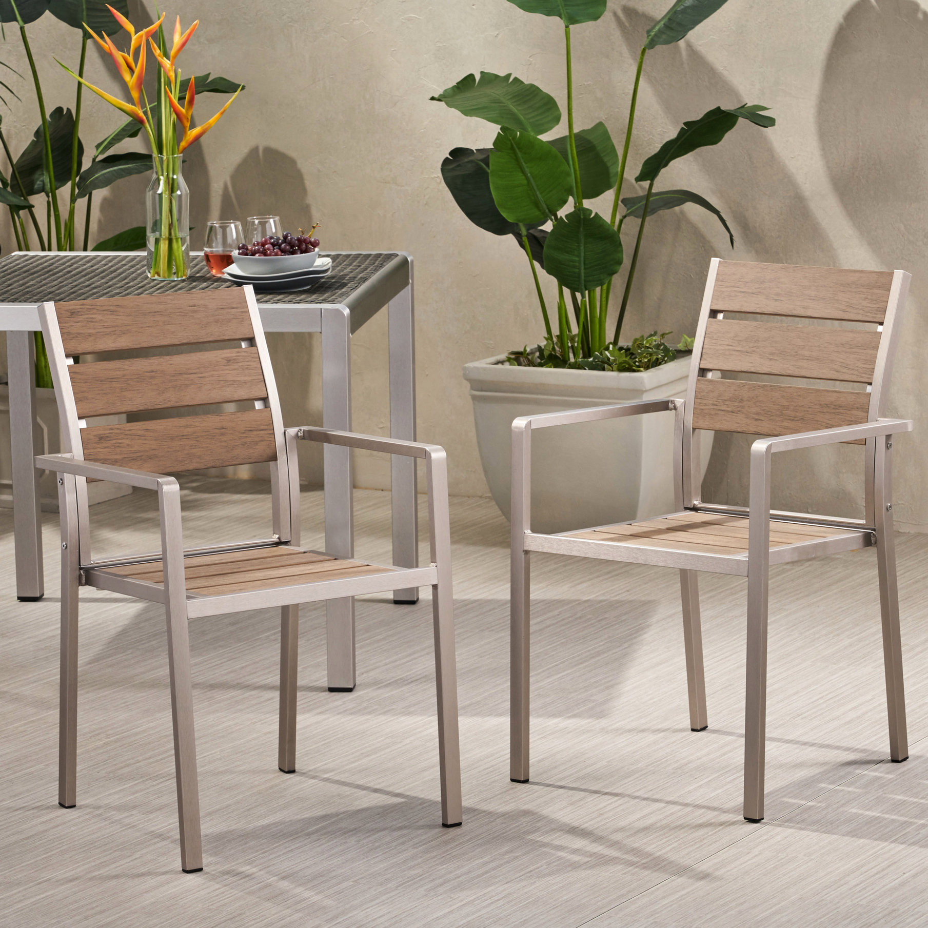 Latitude Run® 2 Modern Outdoor Chair - Aluminum Frame With Faux Wood ...