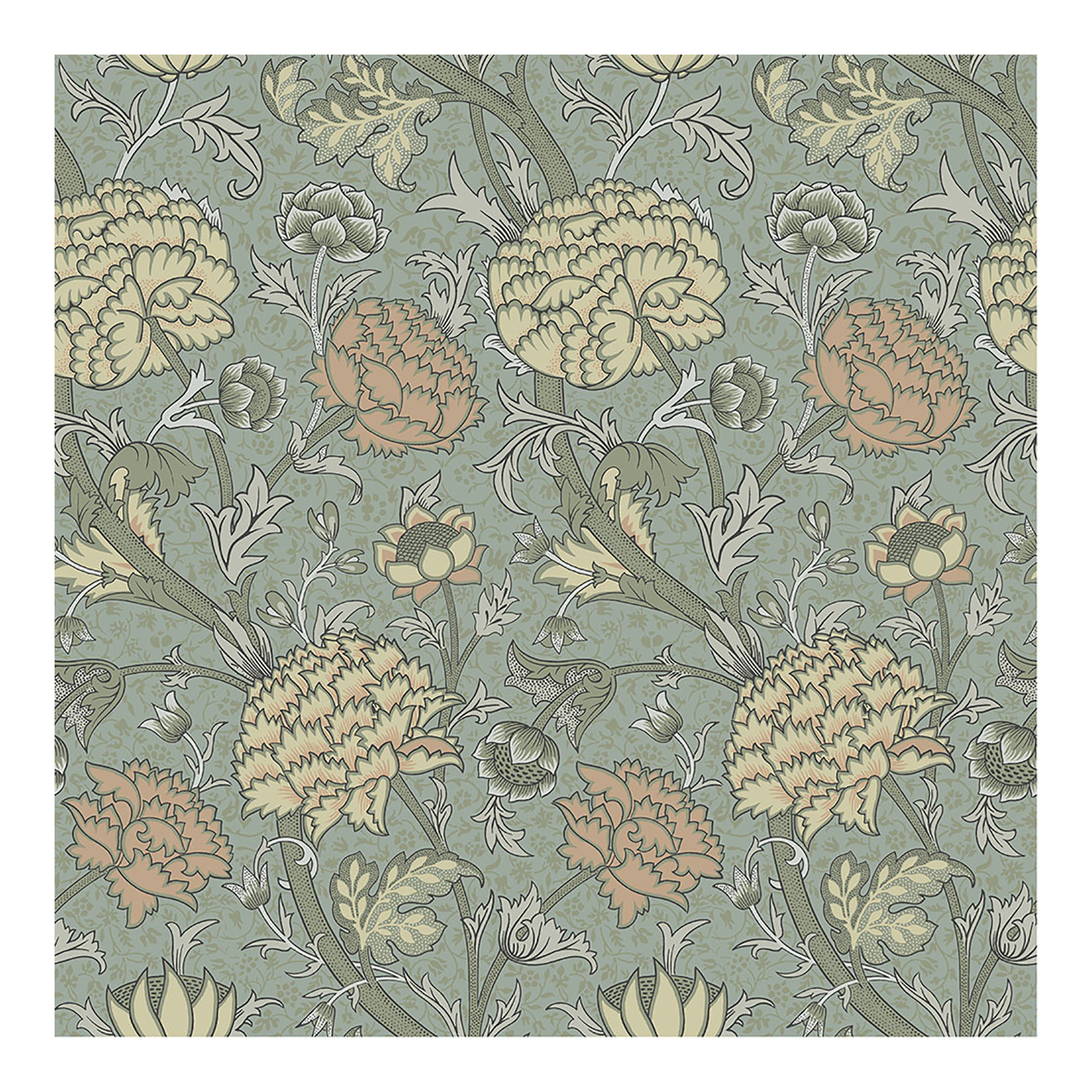 Floral Wallpaper, Light Blue