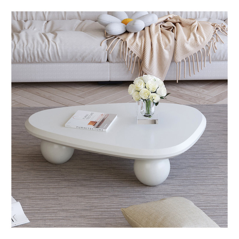 Cloud Coffee Table With 3 Ball Legs Modern Wooden Accent Centre Table Unique Accent Table For Small Spaces For Living Room