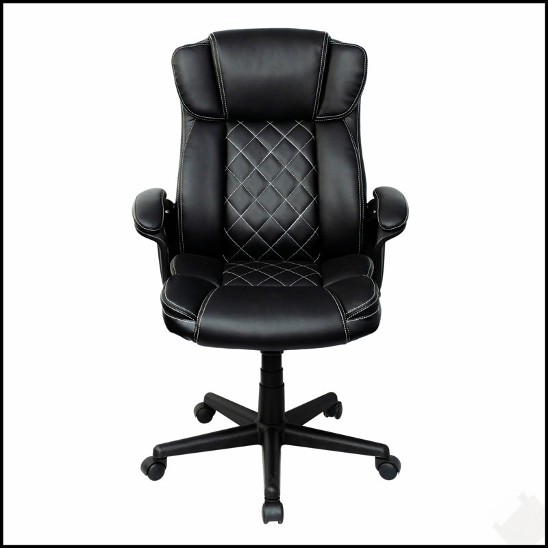 Fauteuil de direction ergonomique à haut dossier avec soutien lombaire et rembourrage en losange pour un siège confortable