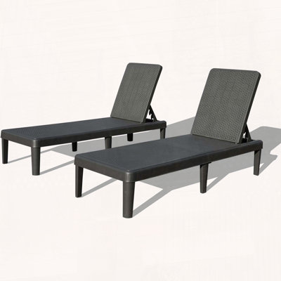 Ensemble de 2 chaises longues de piscine en résine avec dossier réglable à 6 positions et assemblage rapide