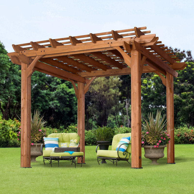 Solid Wood Pergola, 242Cm x 305 Cm x 305 Cm