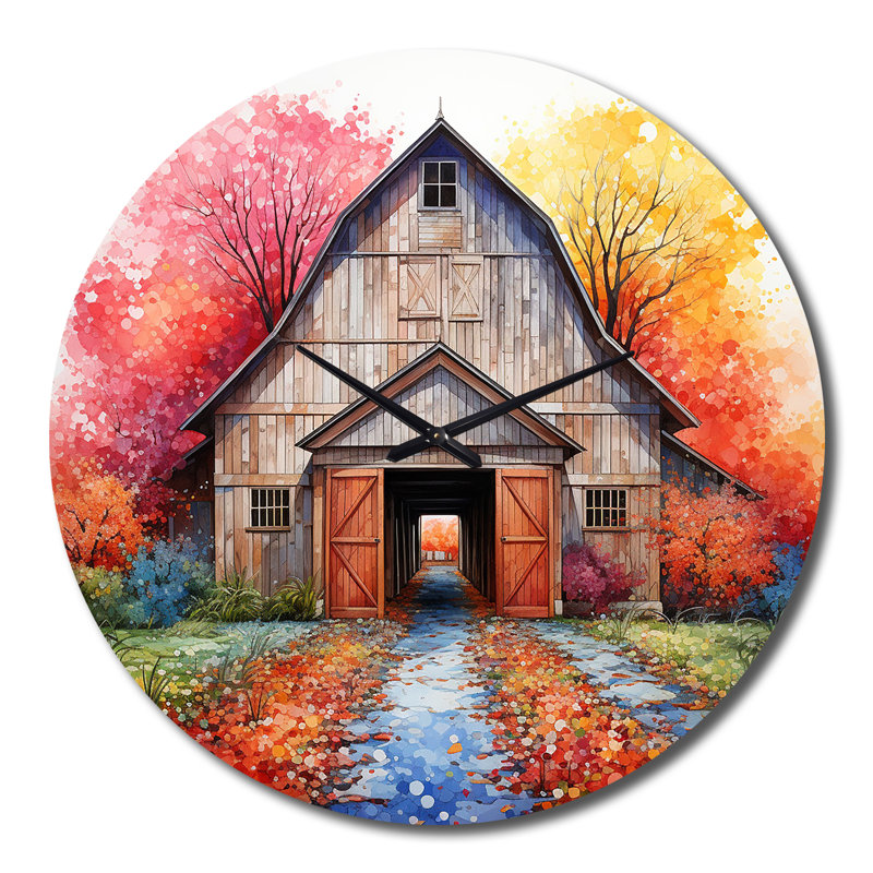Horloge murale Barn Symmetry Pointillism I -, Très grand