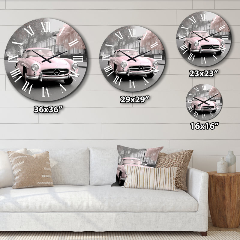 Rose classique rose photographie rétro - horloge murale voitures classiques, Moyenne