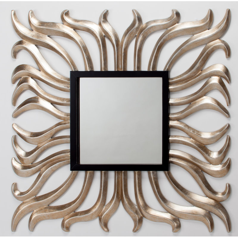 Ornate Gold and Silver Hand Painted Rectangular Wall Mirror