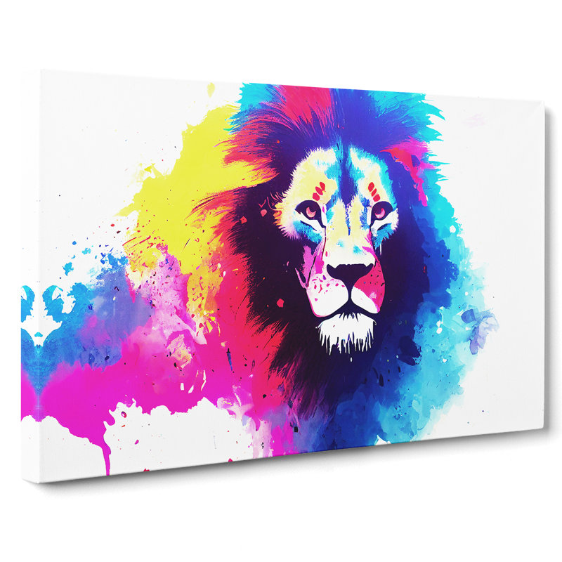 Colourful Lion Vol.2 Abstract - Wrapped Canvas, 35cm H x 50cm W x 3cm D