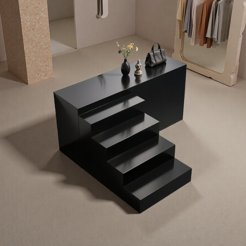 Présentoir à marches moderne noir, H 29,53 po x l 70,87 po x P 70,87 po