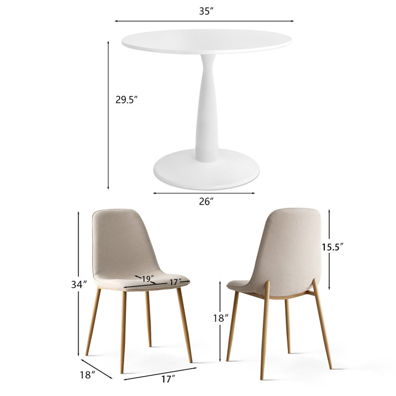 Folmar 4-Person Dining Set with Round Table, Beige