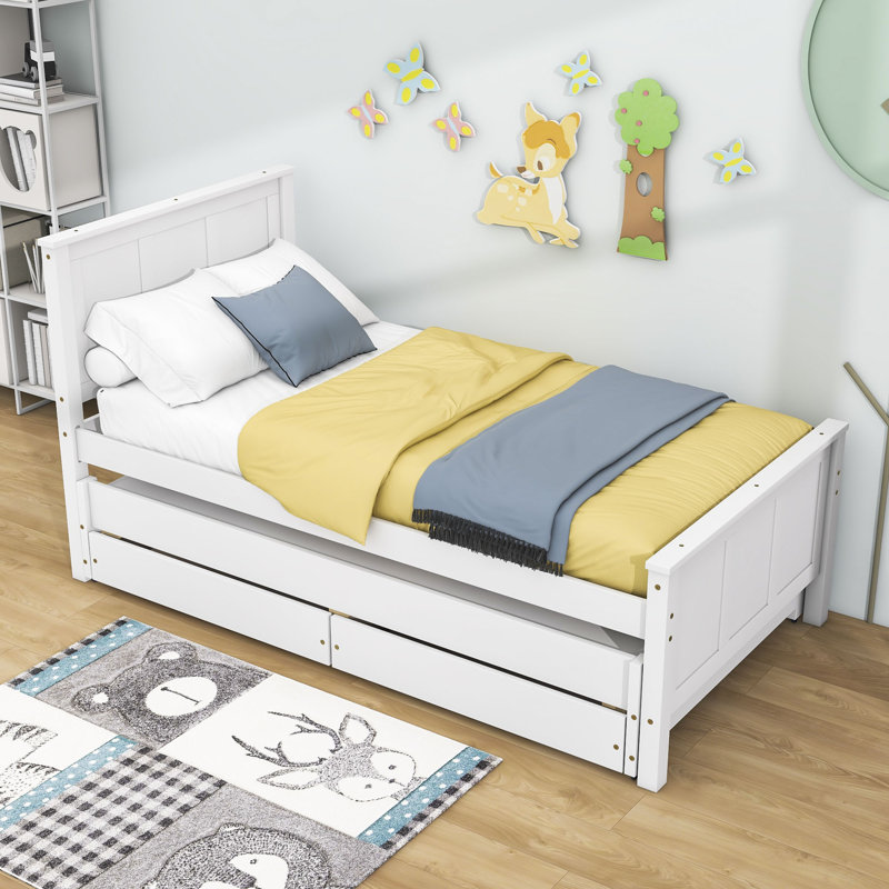 Maridean Twin Storage Platform Bed, White