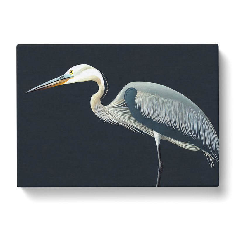 Beaming Heron Bird - Wrapped Canvas, 35cm H x 50cm W x 3cm D