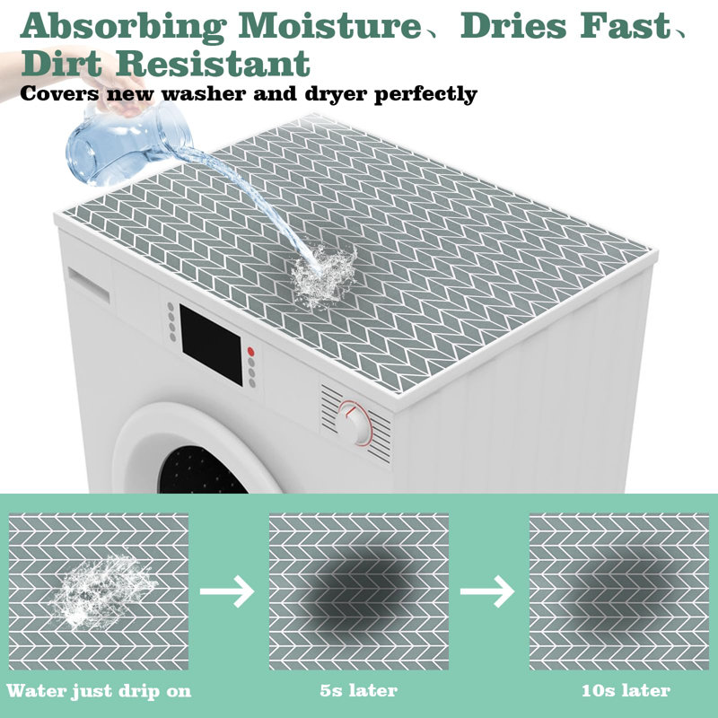 Washer And Dryer Covers, 2 Pieces Washer Dryer Top Protector Mat, Diatomite Rubber Washing Machine Top Covers Non-Slip Scratch Protection Dust-Proof