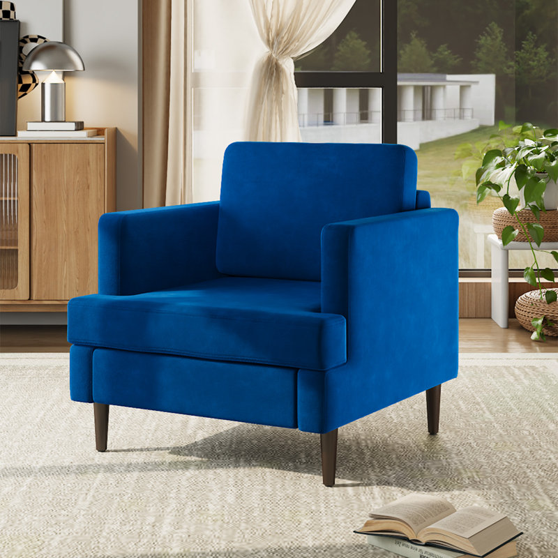 Mid-Century Single Accent Chairs Armchair, Blue