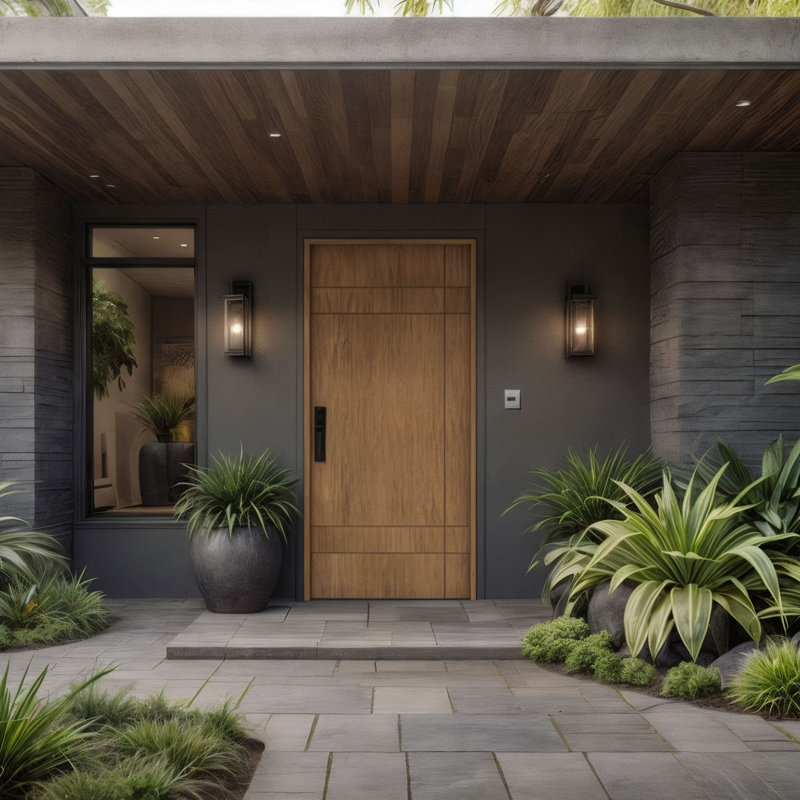 Porte à panneau 80 "Alto Slab Only Acajou - Contemporain, moderne, brut, 32" x 80" [32" Door]