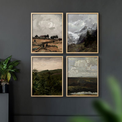 "Vintage Landscape CCxxxiii", 4 pièces sur papier