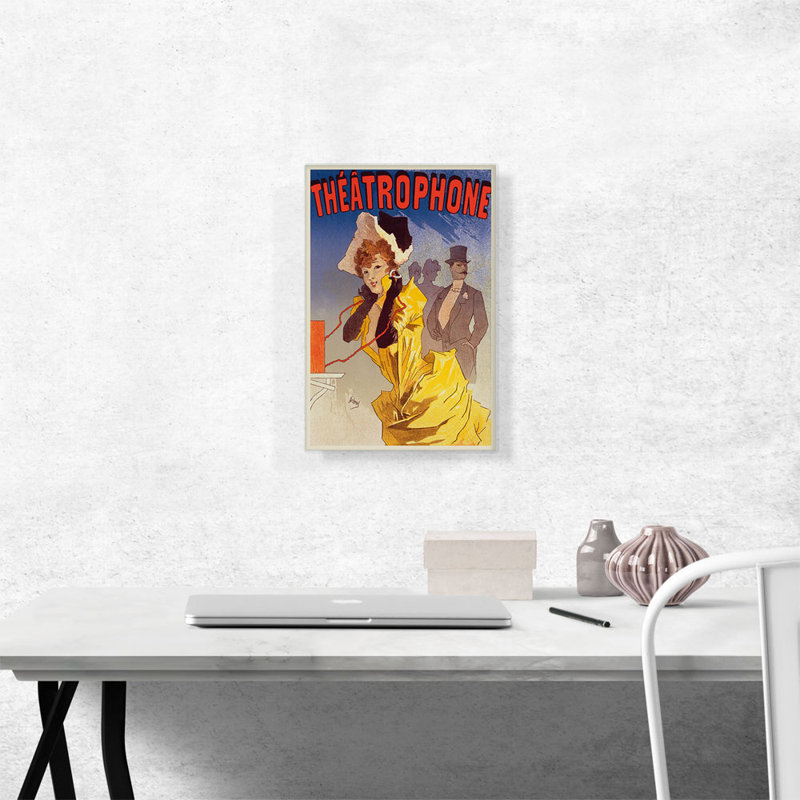 «Theatre Téléphone 1890» par Jules Cheret - Reproduction de publicité sur toile tendue, H 18 po x l 12 po x P 1,5 po