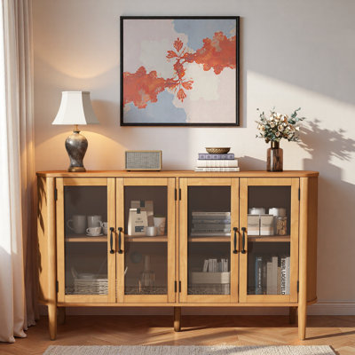 Modern Sideboard With Glass Doors And Adjustable Shelves
