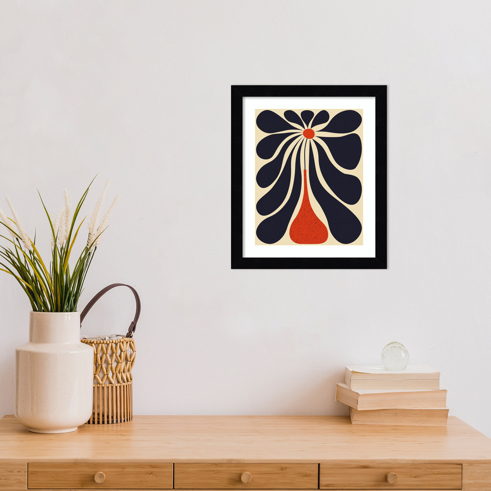 Lazy Flower Print by Alisa Galitsyna, 13" H x 11" W, Black Framed