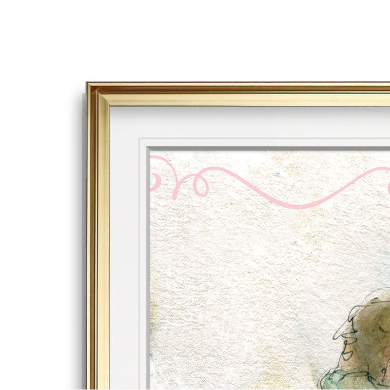 " Sketchbook Love ", 23" H x 23" W x 1.5" D, Gold Framed