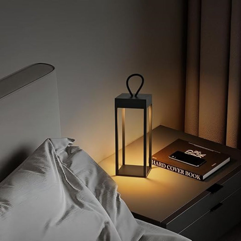 Albizu 30cm Battery Powered Integrated LED Square / Rectangular Lantern, Black