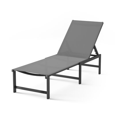 Chaise longue d'extérieur en aluminium, sans assemblage, avec dossier réglable à 5 positions, chaise longue de patio pour la piscine extérieure, la plage, la détente sur la pelouse