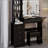 37" Middle Size Left Bedside Cabinet Vanity Table + Cushioned Stool Dresser Set, 2 AC+2 USB Socket, Hair Dryer Stand, Large Touch Control LED Sliding Mirror, 3-Color Switch, EPA, GCC, UL Certificate-1773228989