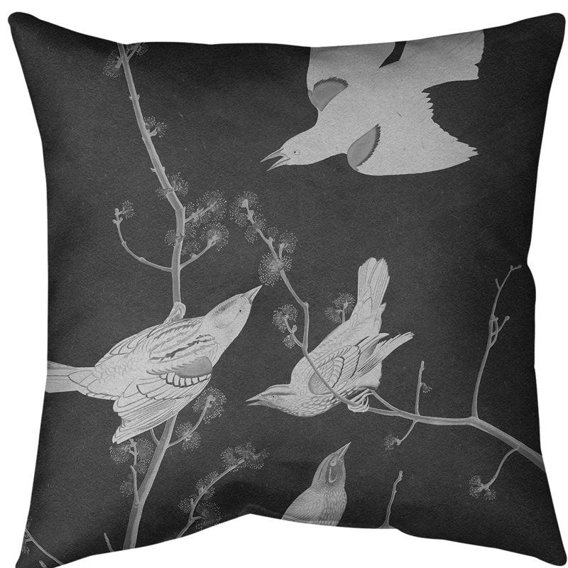 Coussin starling rouge à voilure rouge, Bourre en polyester, Gris, Faux lin