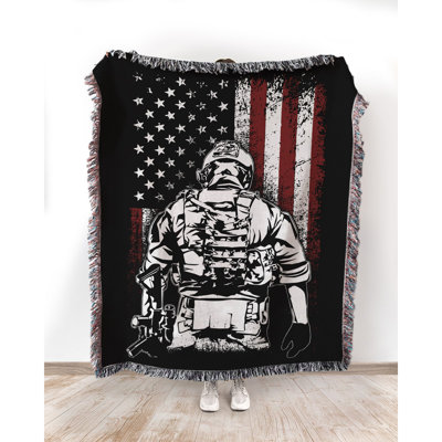 Battlefield American Soldier Cotton Blanket