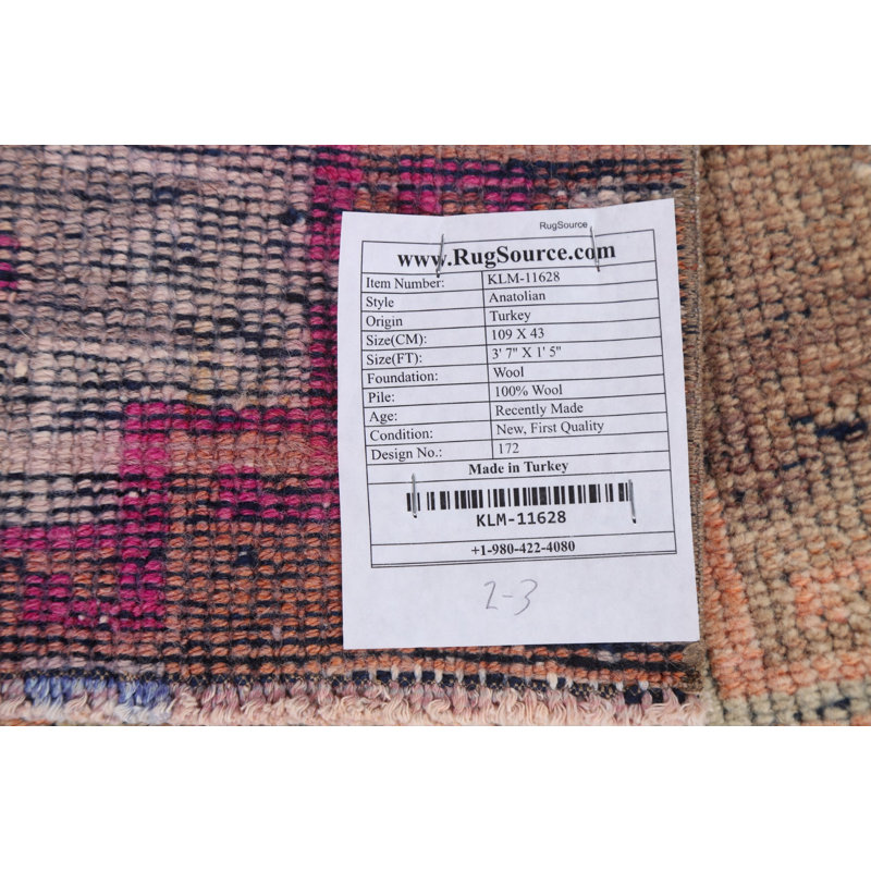 One-of-a-Kind 1'5" X 3'7" New Age Wool Area Rug in