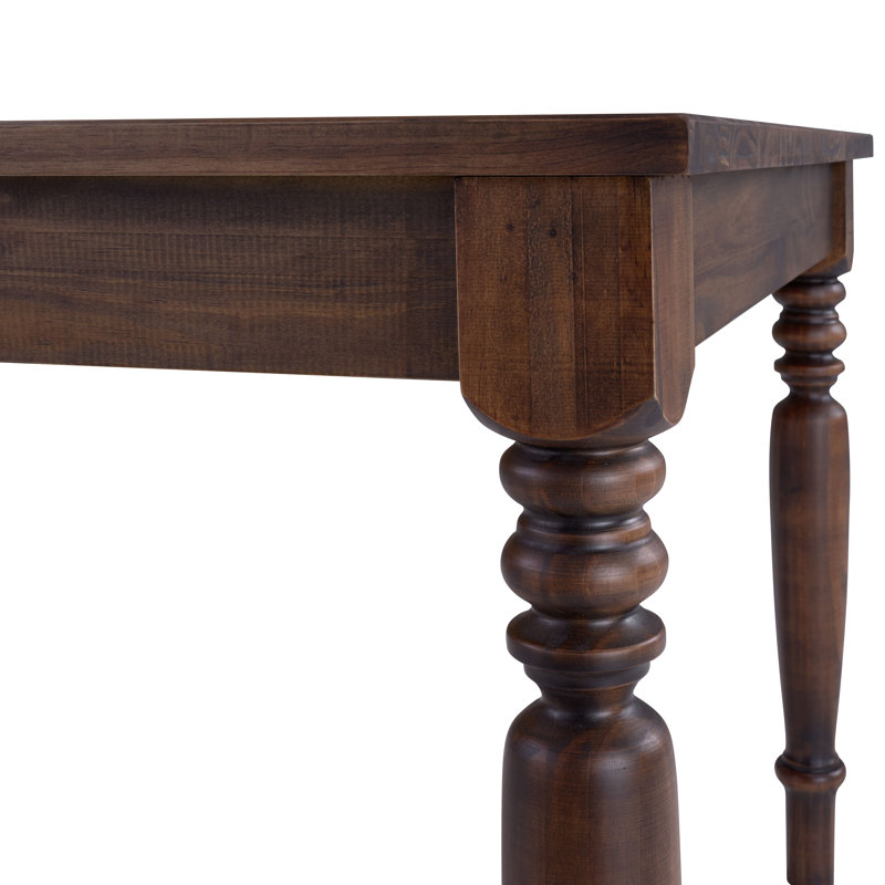 Caydn Pine Rectangular Solid Wood Top with Solid Wood Base Dining Table, Mahogany