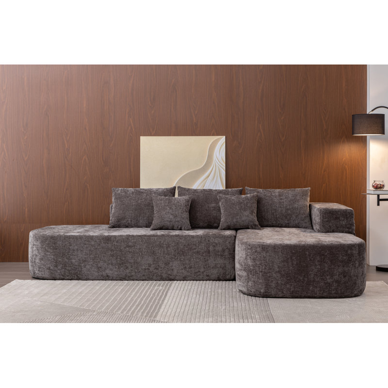 Canapé modulaire 2 pièces Lavia, Gris chenille, Accoudoir à droite (vu de face)