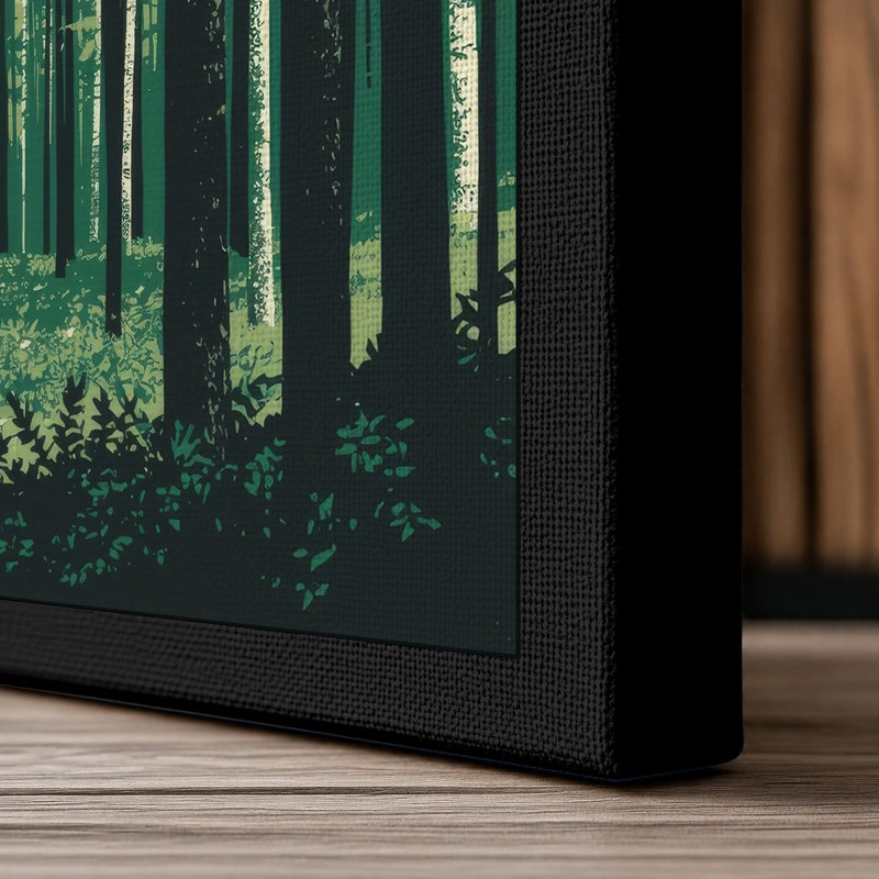 Forest Pathway Scandinavian - Wrapped Canvas, 36x24 - 91.4 x 61.0 cm, Black Border