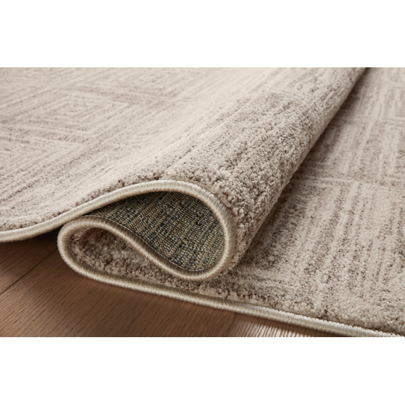 Darby Geometric Gray Synthetic 5'3" x 7'6" Hand-Knotted Rug