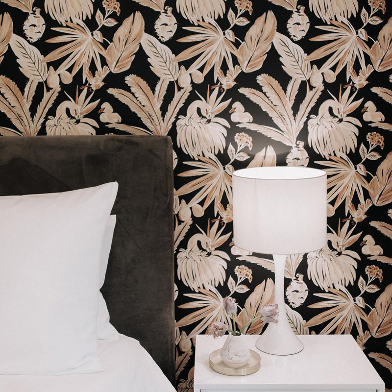 Munday 33' L x 20.5" W Peel and Stick Wallpaper Roll, Black
