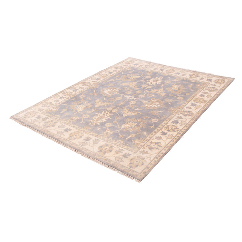 Tapis unique en laine noué à la main 8 pi 1 po x 9 pi 11 po nouvel âge Tei - crème / kaki / brun clair