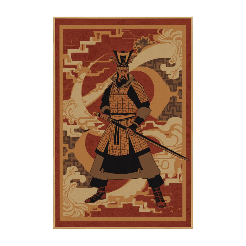 Soft Plush Backman Tribal Chief Warrior Classic Oriental Area Rug in Brown – LightBrown Binding, 5x8
