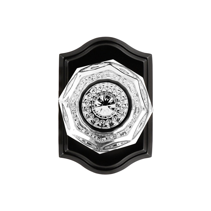 Crystal Privacy Door Knobs, Matte Black