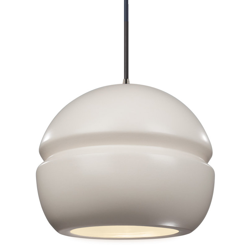 Luminaire suspendu à 1 lumière Logan, Nickel brossé, Blanc mat
