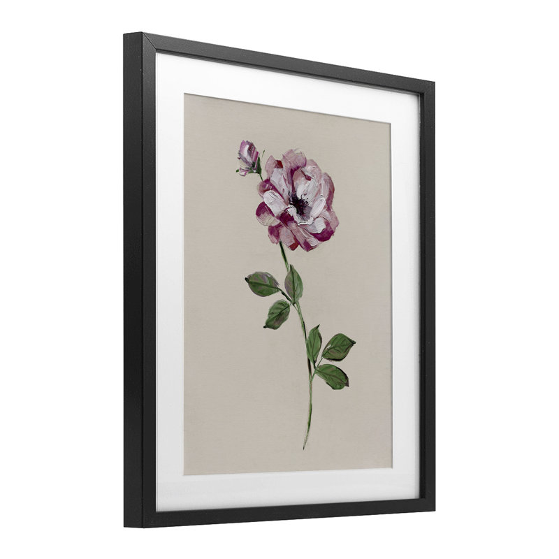 «Jewel Rose Sprig», reproduction encadrée sous verre, conception de Sally Swatland, Cadre noir minuit, H 16 po x l 13 po