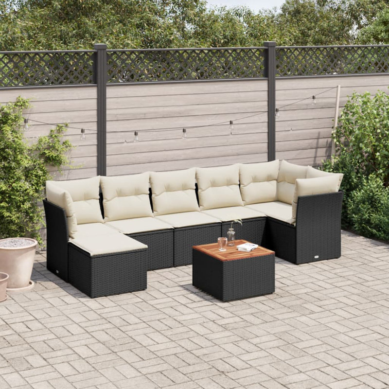 Ensemble de canapé de jardin Vidaxl - noir, blanc crème, brun