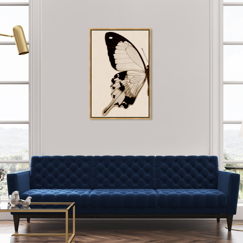 " Animals Sepia Butterfly I Insects ", 36" H x 24" W x 1.5" D, Gold Framed Canvas