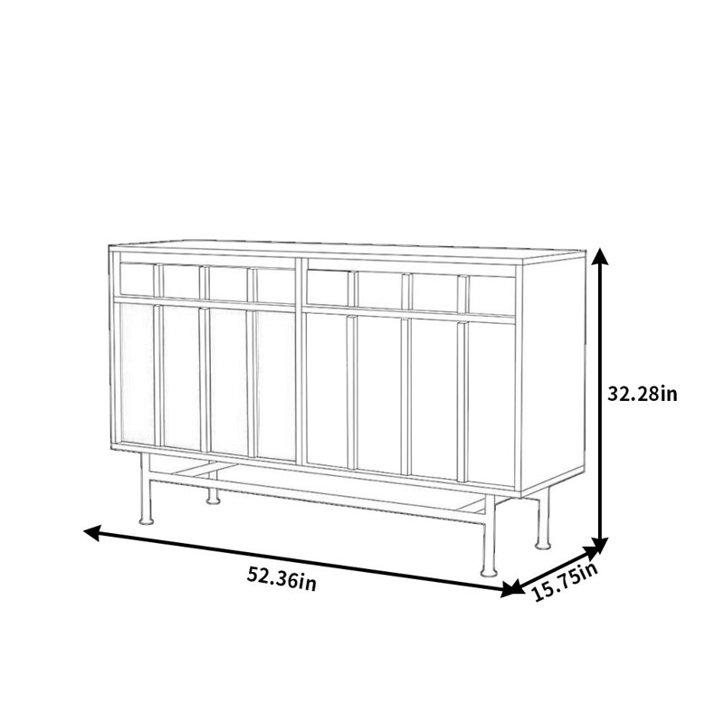 Buffet rétro à blocs de couleur, H 32,28 po x l 52,36 po x P 15,75 po