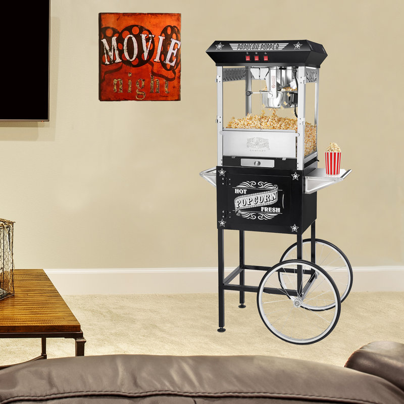 Great Northern Popcorn 8 oz. Popcorn Machine with Cart, Black