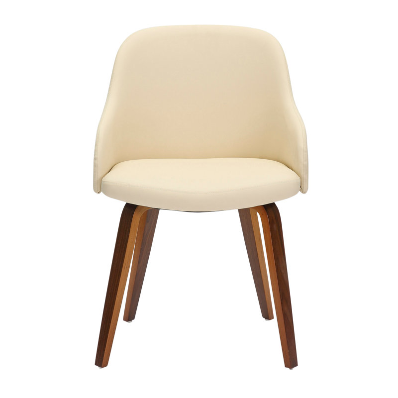 Chaise de salle à manger / d'appoint en bois de noyer et tissu crème