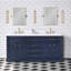 Palace 72" Carrara Quartz Countertop Bath Vanity in Monarch Blue with Faucet