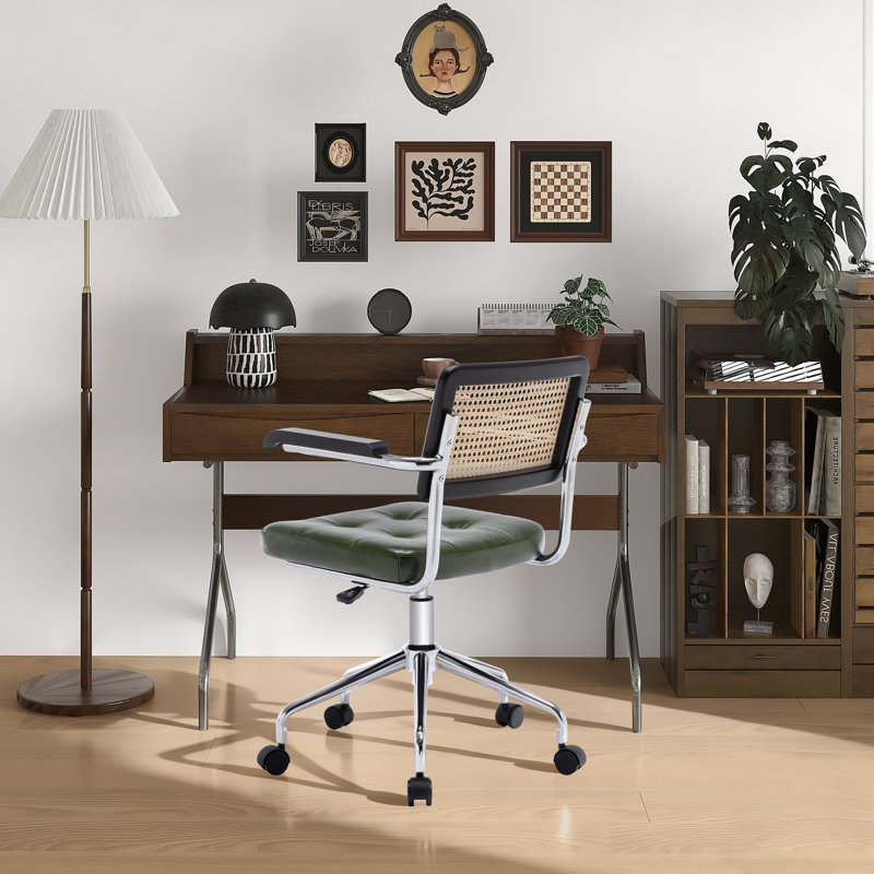 Chaise de bureau pivotante en similicuir Ayris, Vert