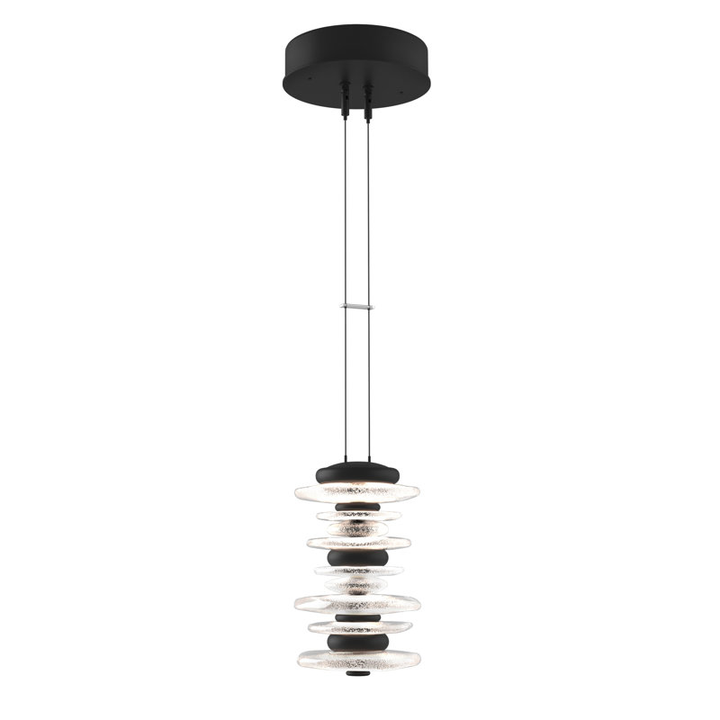 Cairn 1 - Light Single Geometric LED Pendant, Black, 10" H x 6" W x 6" D 
