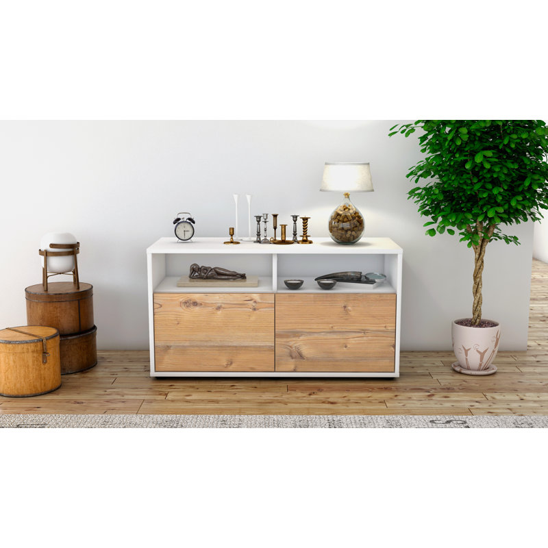 Odum 92cm W Chest of Drawers, High gloss white/Pine