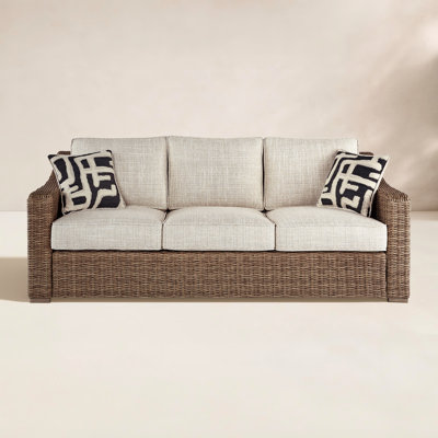 Danny 82.75'' Wide Outdoor Wicker Patio Sofa with Cushions